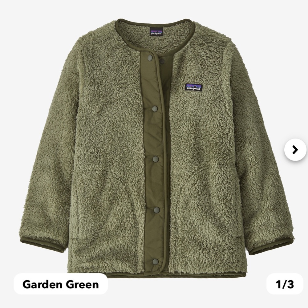 Patagonia Girls Los Gatos Fleece Cardigan Garden Green